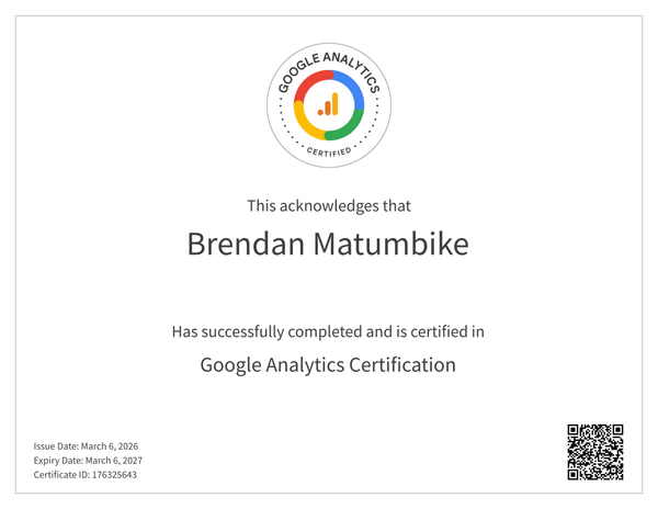 Google Analytics Certification certificate